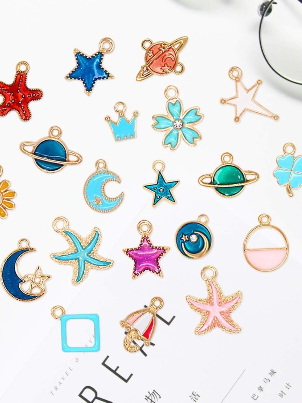 220Pcs Bracelet Charms Assorted Gold Plated Enamel Charms Necklace Bracelet Earr - Picture 5 of 7